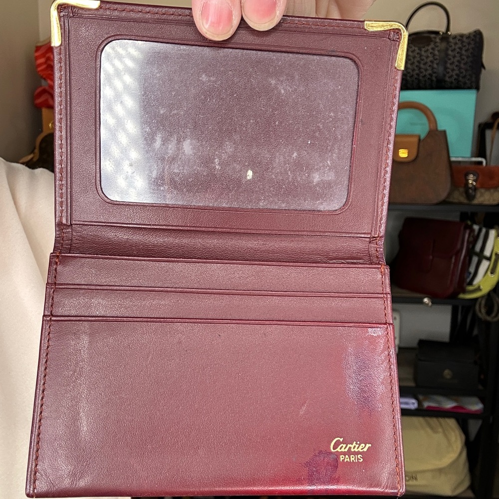 Cartier Burgundy Leather Slim Card Wallet ID Card with COA - Picture 7 of 10
